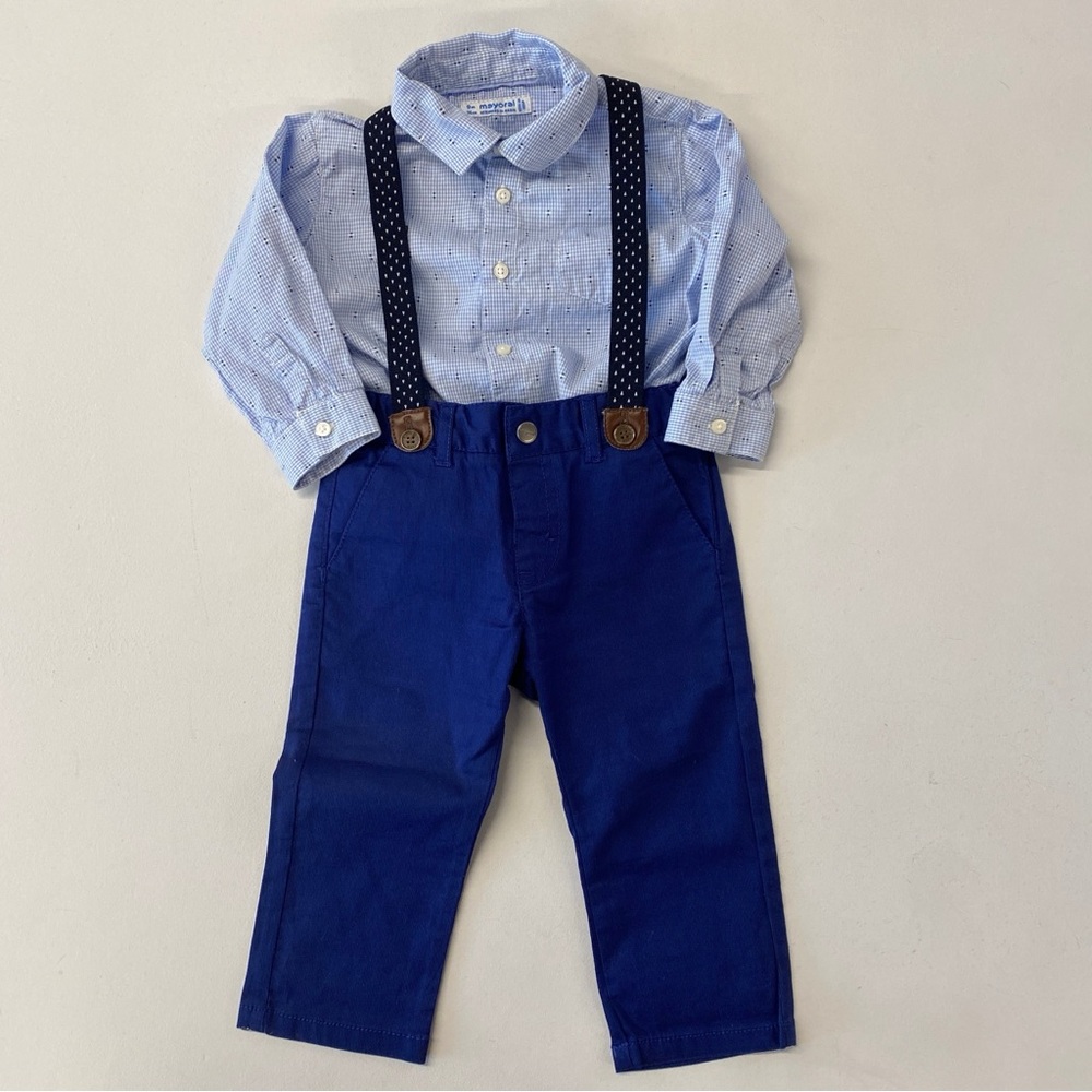 Mayoral Top, Pants & Suspenders